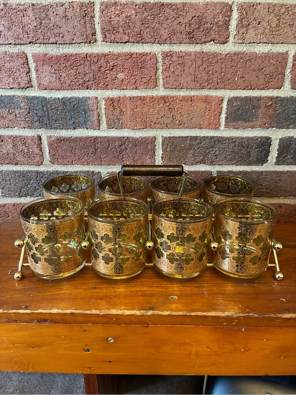 Culver Valencia Mid Century Old Fashion Glasses with Carrier